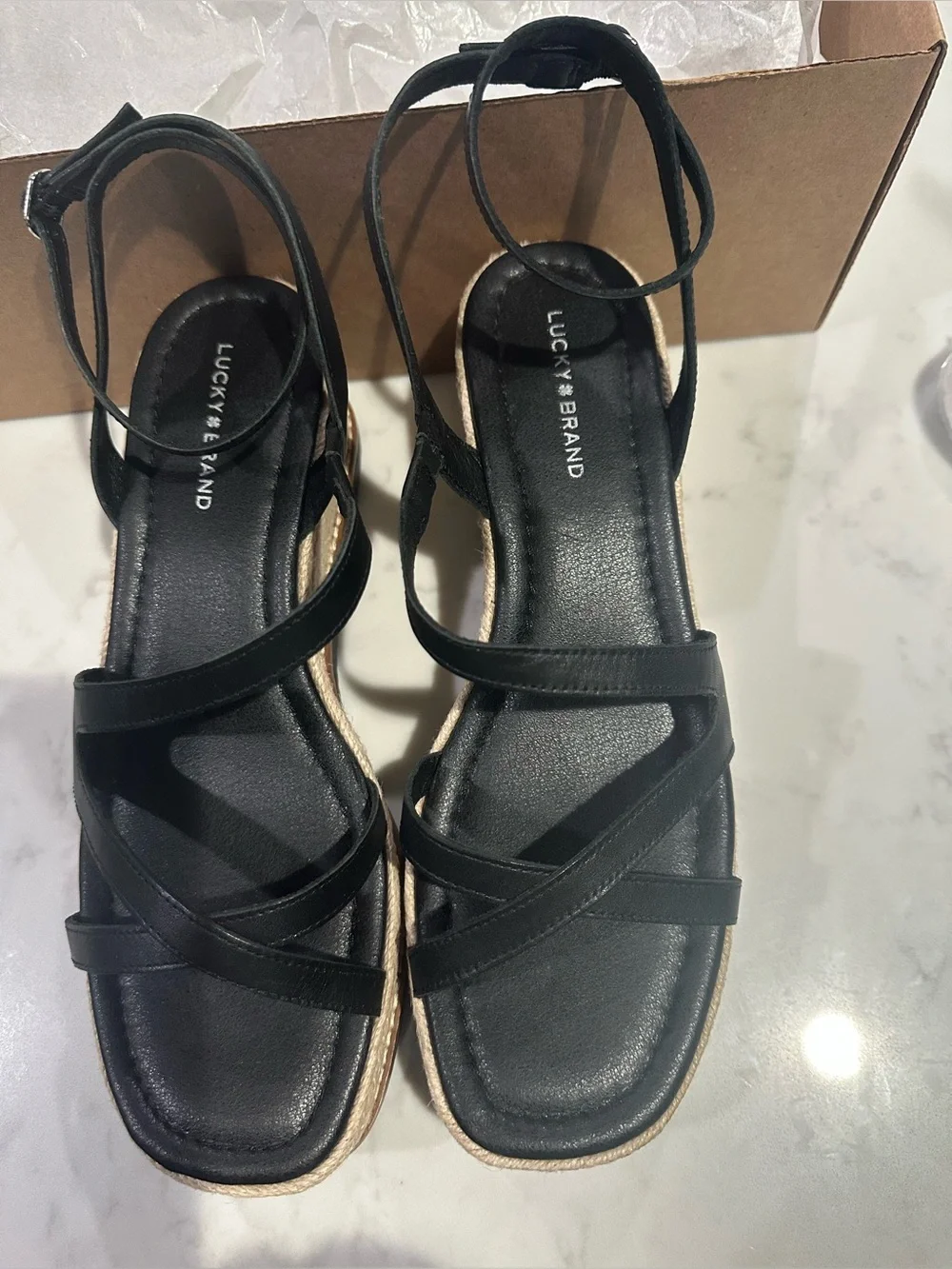 Lucky Brand Carolie Strappy Espadrille Wedge Sandals Size 9.5